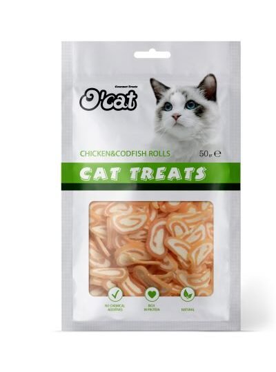 O'Cat Chicken & Codfish Rolls -50G