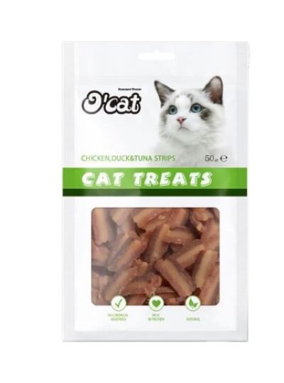 O'Cat Chicken, Duck & Tuna Strips -50G