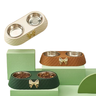 Besky Pet Bowl 34*17.5cm-Green/White/Brown